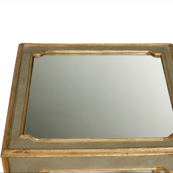 Art Deco - Side Table With Mirror Top - Gray