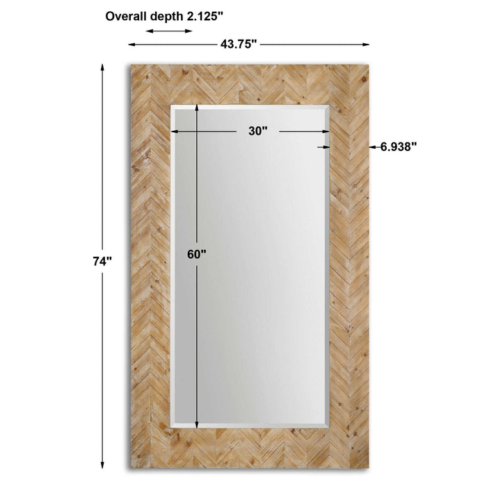 Demetria - Oversized Wooden Mirror - Light Brown