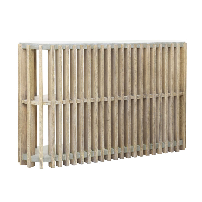 Pulaski Accents - Wood Slat Display Console with Concrete Top - Natural