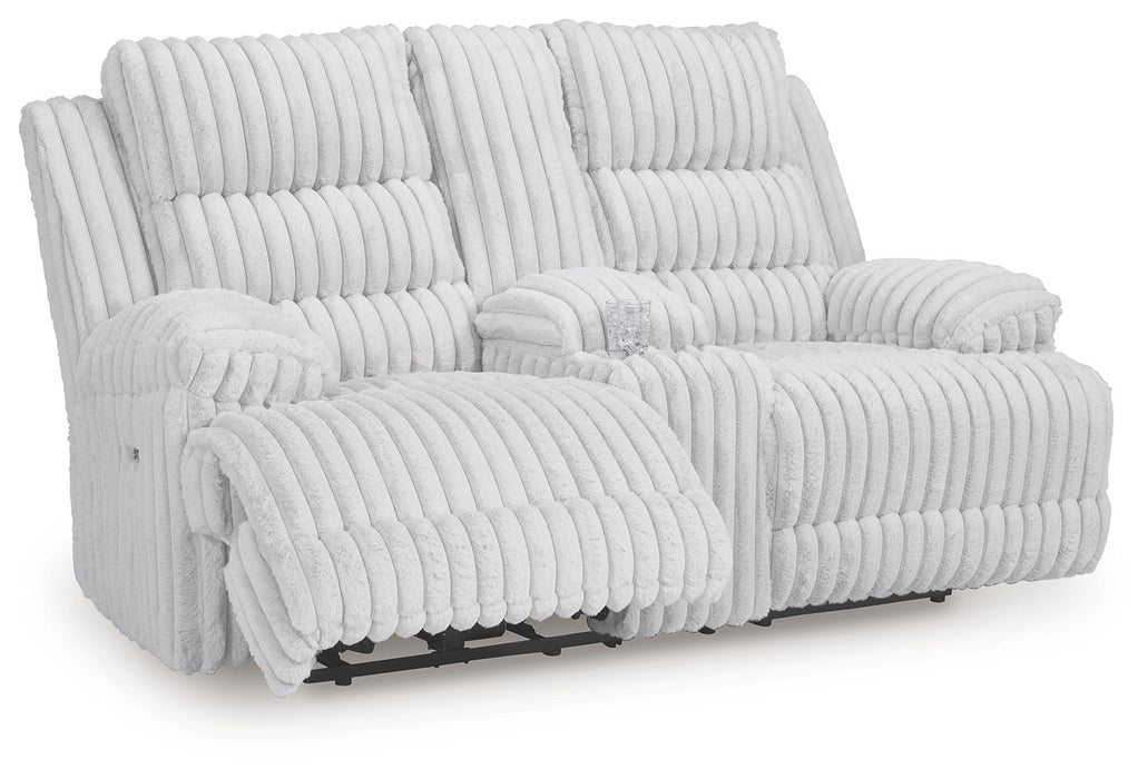 Rhines Falls - Double Reclining Power Loveseat With Console - Alloy