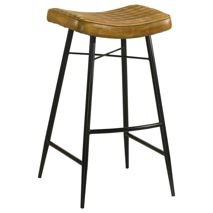 Bayu - Leather Upholstered Saddle Seat Backless Bar Stool (Set of 2)