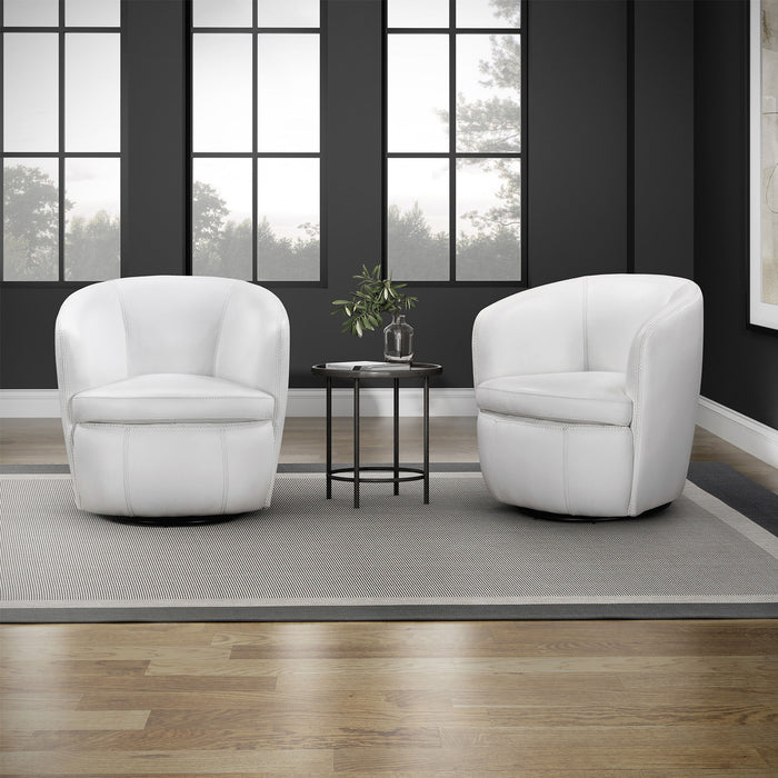 Barolo - 100% Italian Leather Swivel Club Chair (Set of 2)