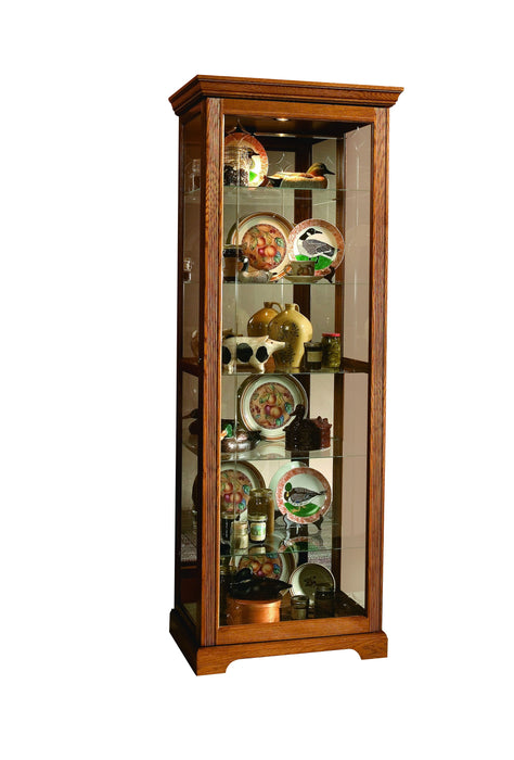 PFC Curios - Sliding Door 5 Shelf Curio Cabinet - Golden Oak Brown