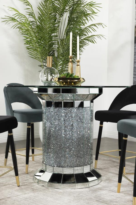 Ellie - Cylinder Pedestal Glass Top Dining Table