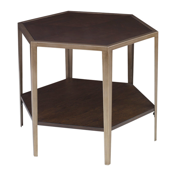 Alicia - Geometric Accent Table - Dark Brown