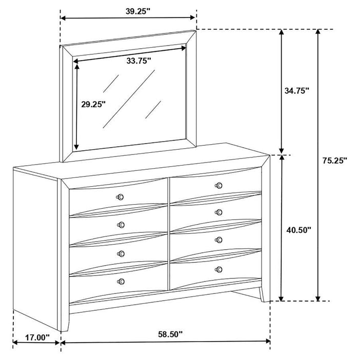 Briana - 8-Drawer Dresser With Mirror - Black