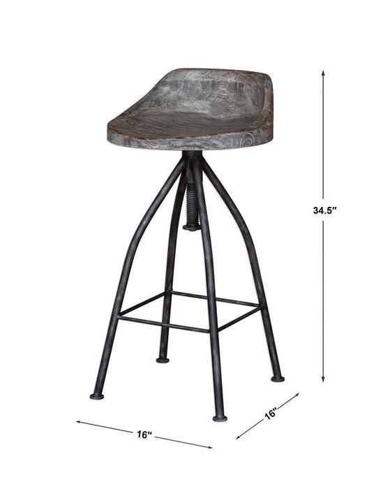 Kairu - Wooden Bar Stool - Dark Gray