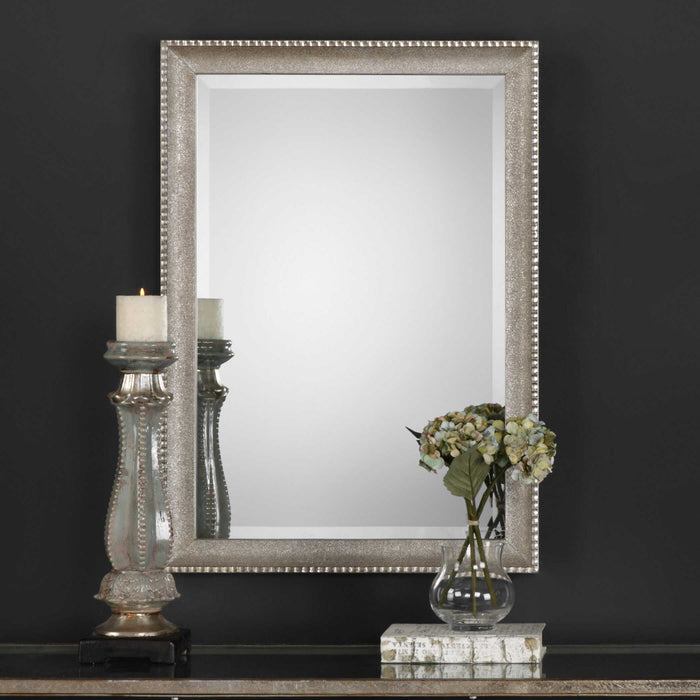 Textured Surface Mirror - Metallic Silver & Light Gray