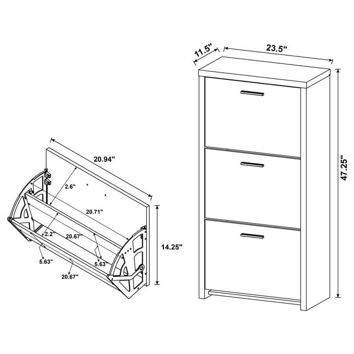 Vivian - 3-Drawer Shoe Cabinet - Black