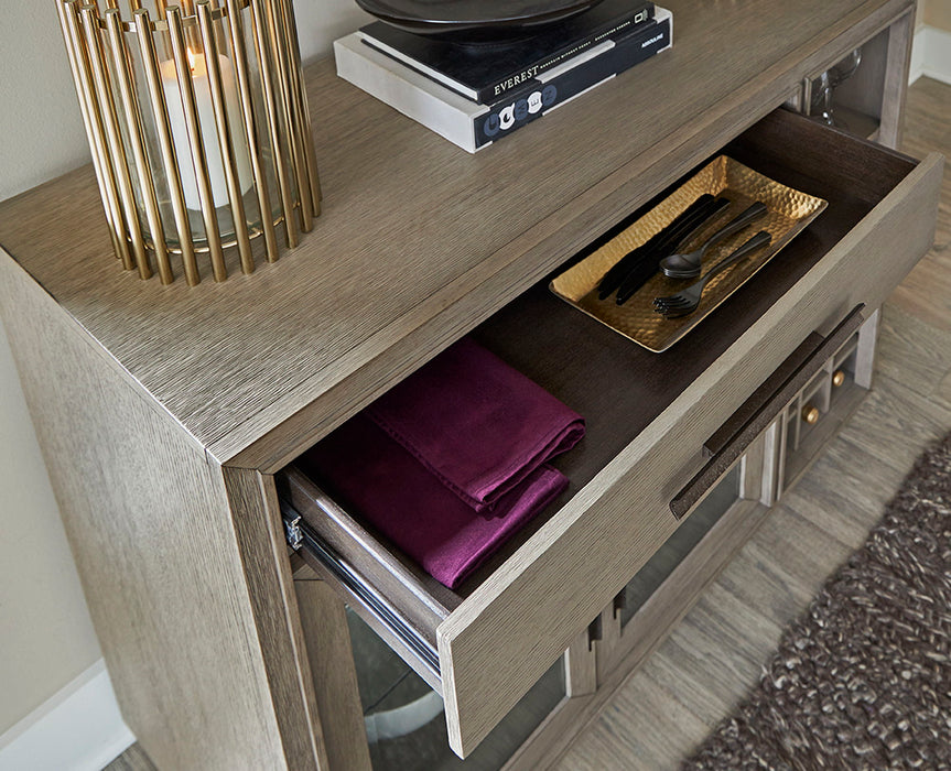 Pure Modern Dining - Multi-Functional Server With Bar Cabinet - Moonstone