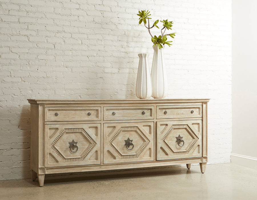 3-Door Entertainment Console With Storage Drawers - Natural