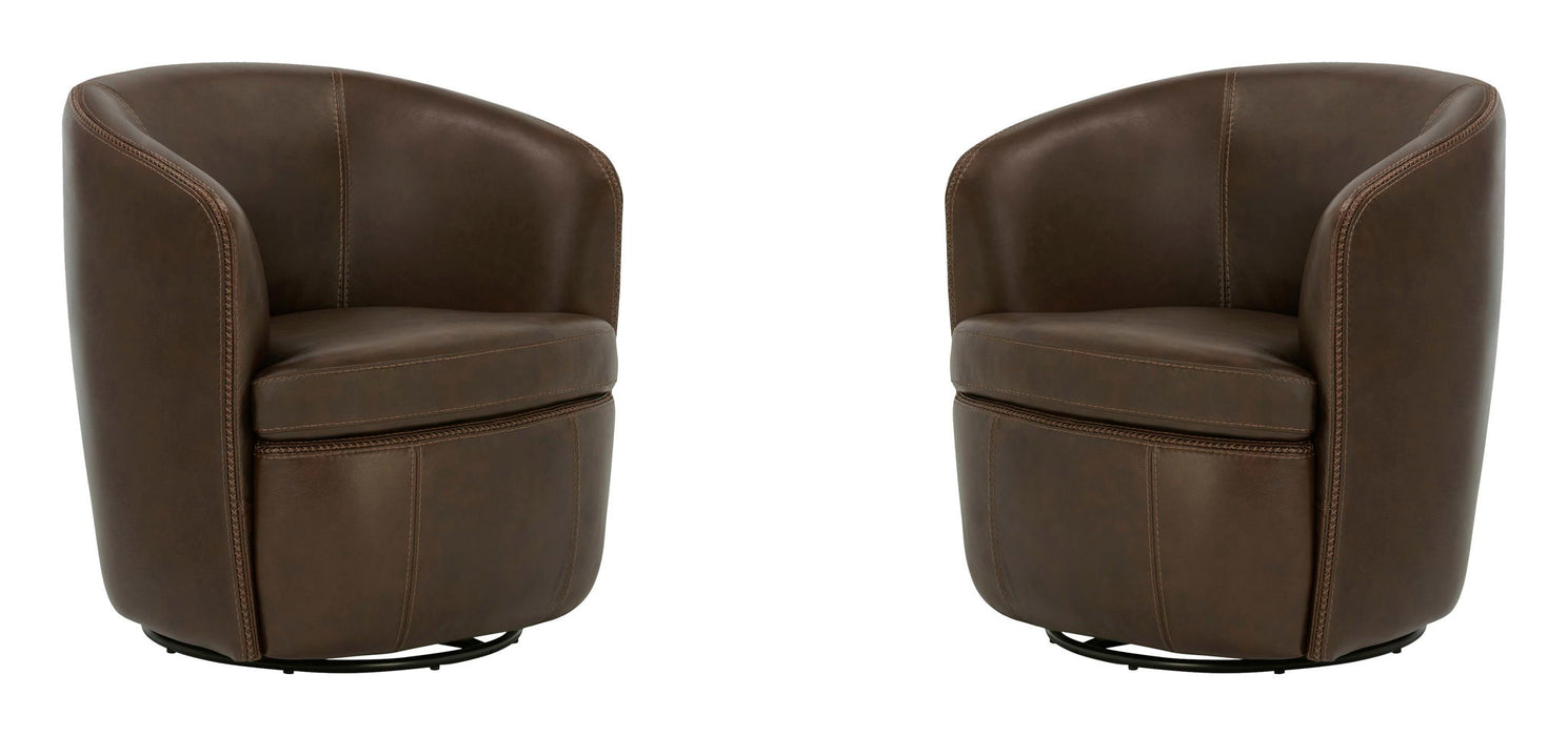 Barolo - 100% Italian Leather Swivel Club Chair (Set of 2)
