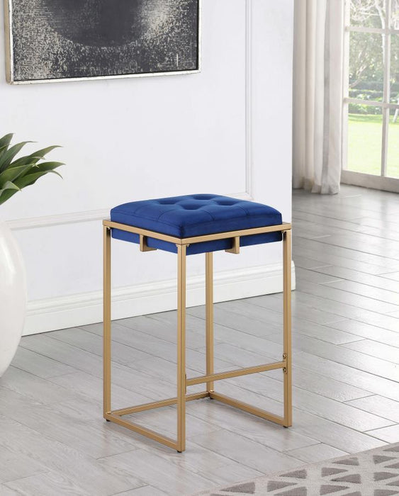 Nadia - Upholstered Backless Counter Stool (Set of 2) - Blue