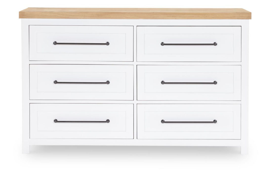 Horizons - 6 Drawers Dresser - Pure White / Natural Oak