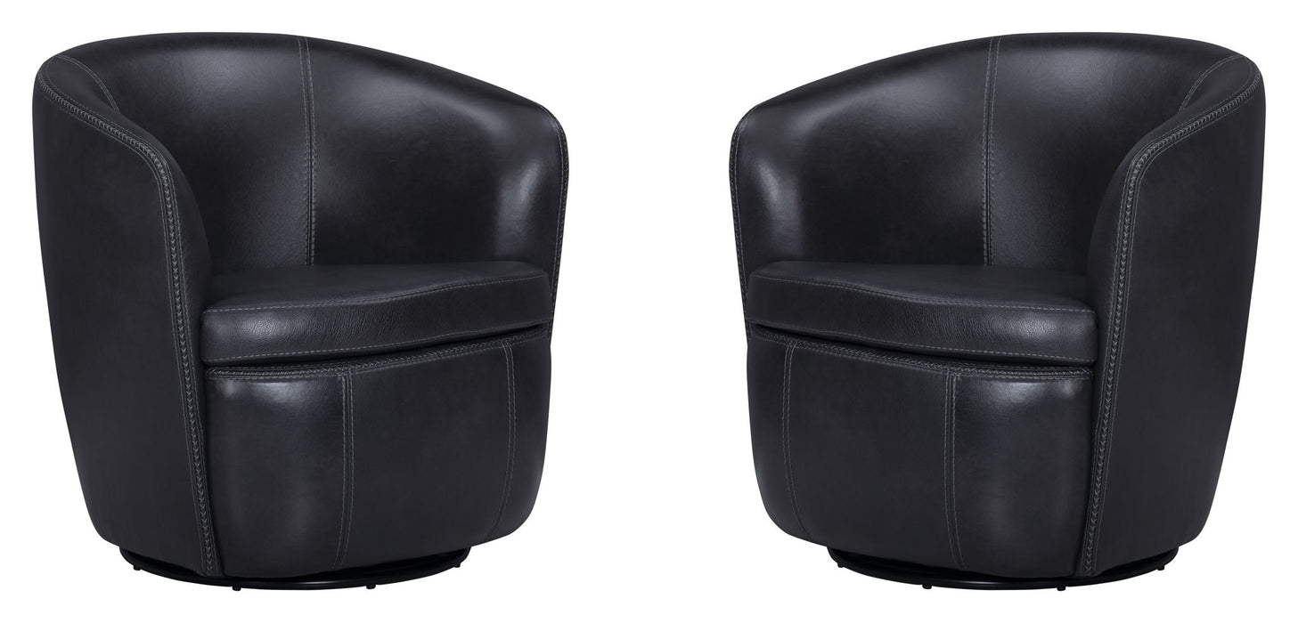 Barolo - 100% Italian Leather Swivel Club Chair (Set of 2)