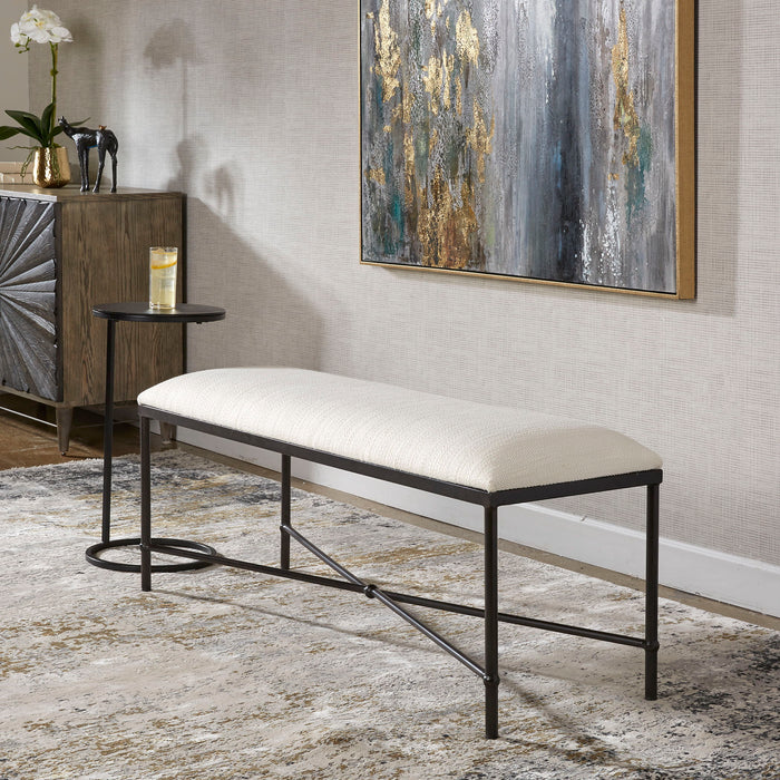 Avenham - Black Framed Bench - White