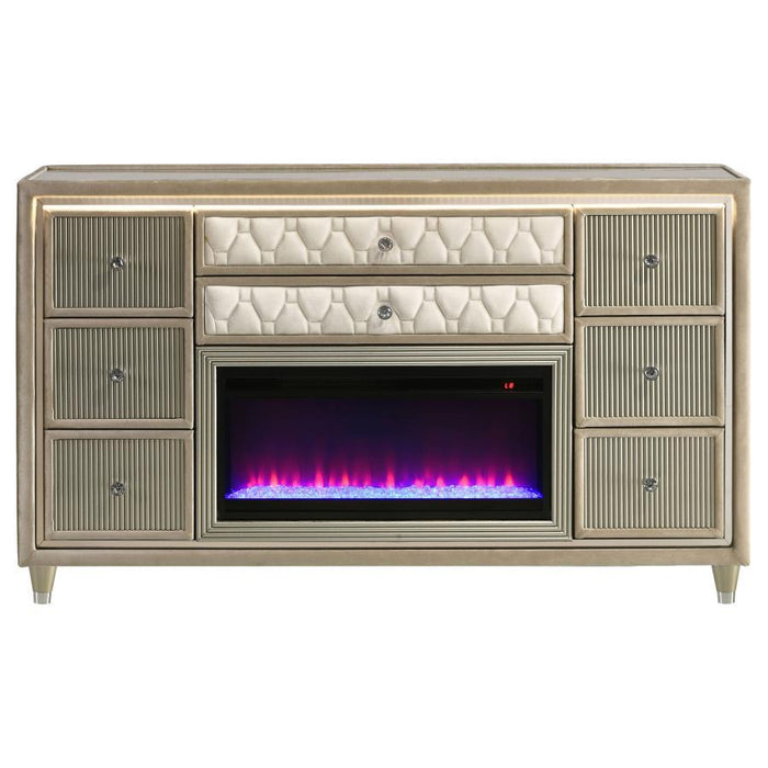 Lorient - 8-Drawer LED Bedroom Flame Box Dresser