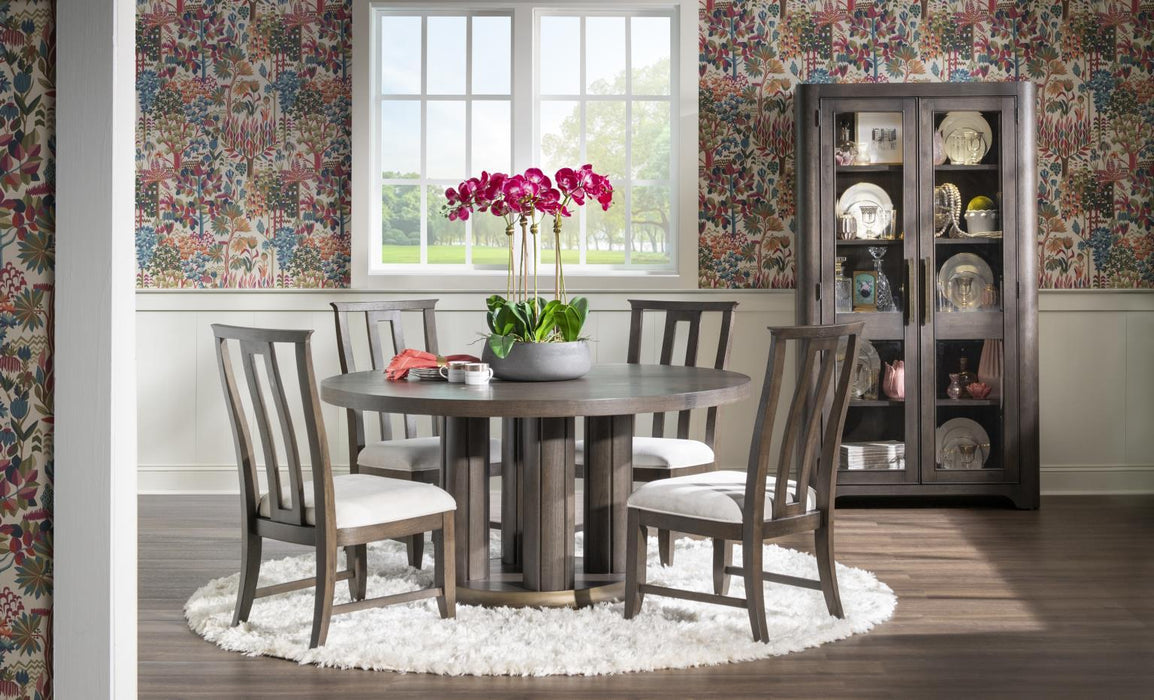 Lancia - Complete Round Dining Table - Charred Oak