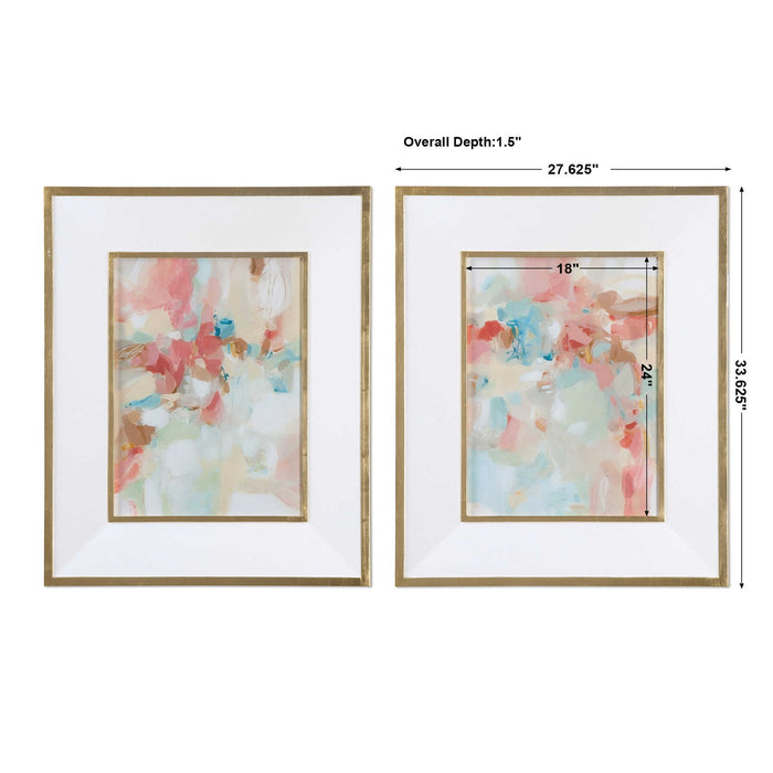 A Touch Of Blush And Rosewood Fences - Art (Set of 2) - Pink