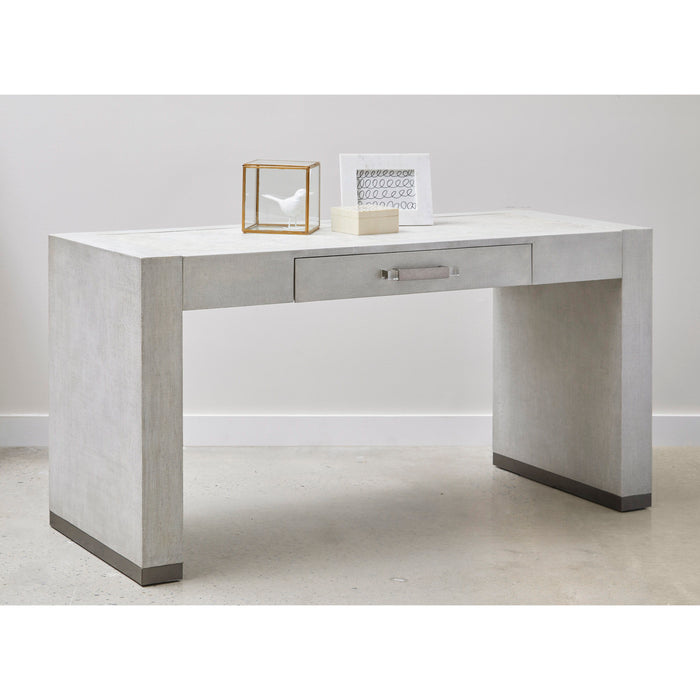 Stone Textured Writing Desk With Keyboard Tray - White