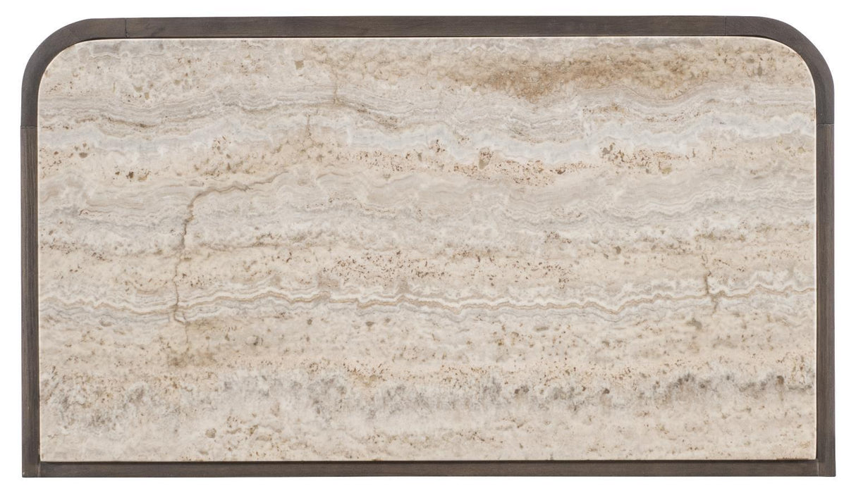 Lancia - 2 Drawer Nightstand With Stone Top - Charred Oak / White