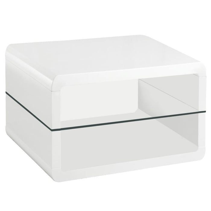 Elana - 1-Shelf Rectangular Side End Table - White High Gloss