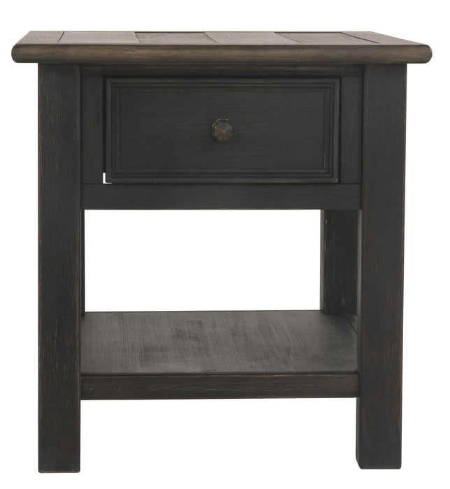 Tyler - Grayish Brown / Black - Rectangular End Table