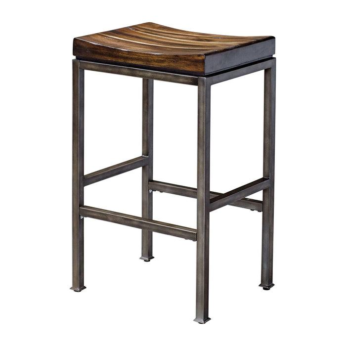 Beck - Industrial Bar Stool - Dark Brown & Black