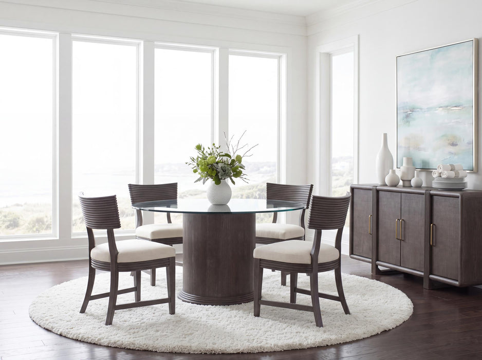 Maren - Complete Round Glass Top Dining Table