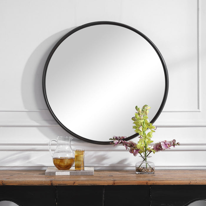 Belham - Round Iron Mirror - Black