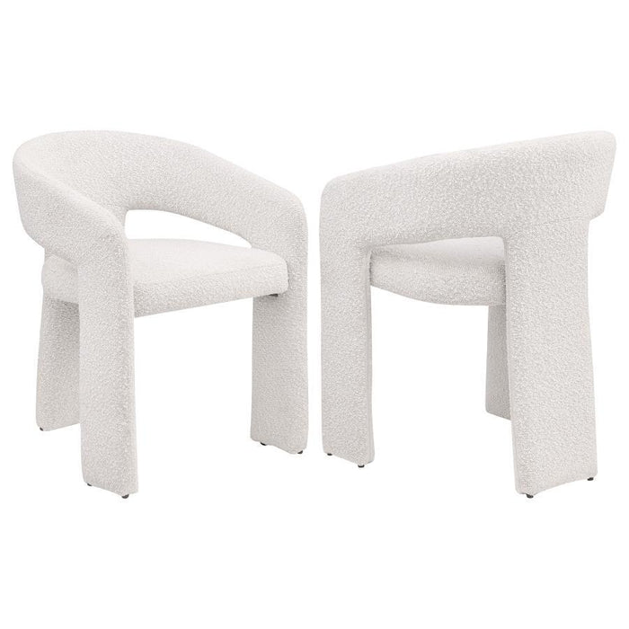 Eudora - Boucle Upholstered Dining Arm Chair - Cream