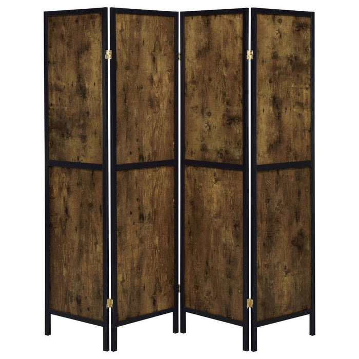 Deepika - 4-Panel Folding Screen - Antique Nutmeg And Black