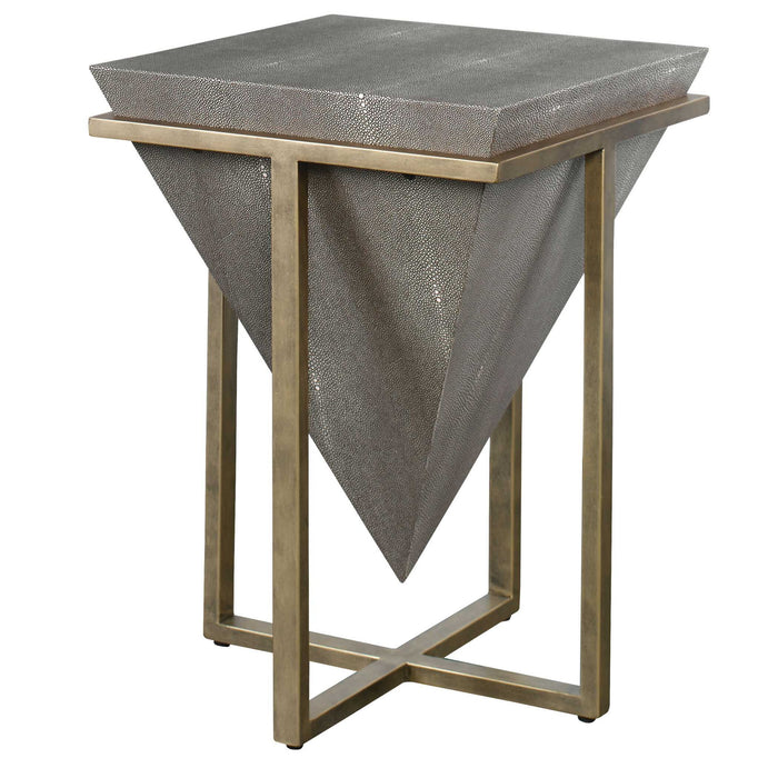 Bertrand - Shagreen Accent Table - Dark Gray & Gold
