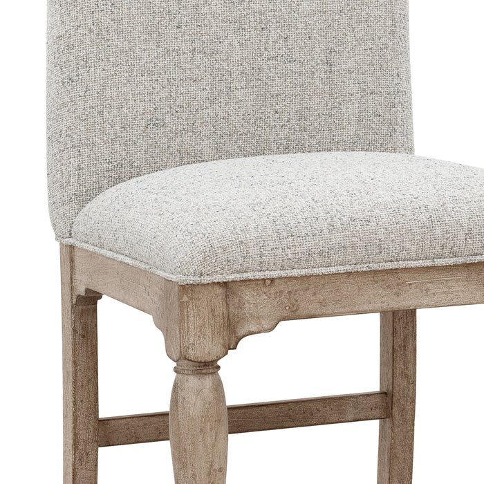 Higgins Street - Upholstered Back Stool - Brown & Pearl Silver