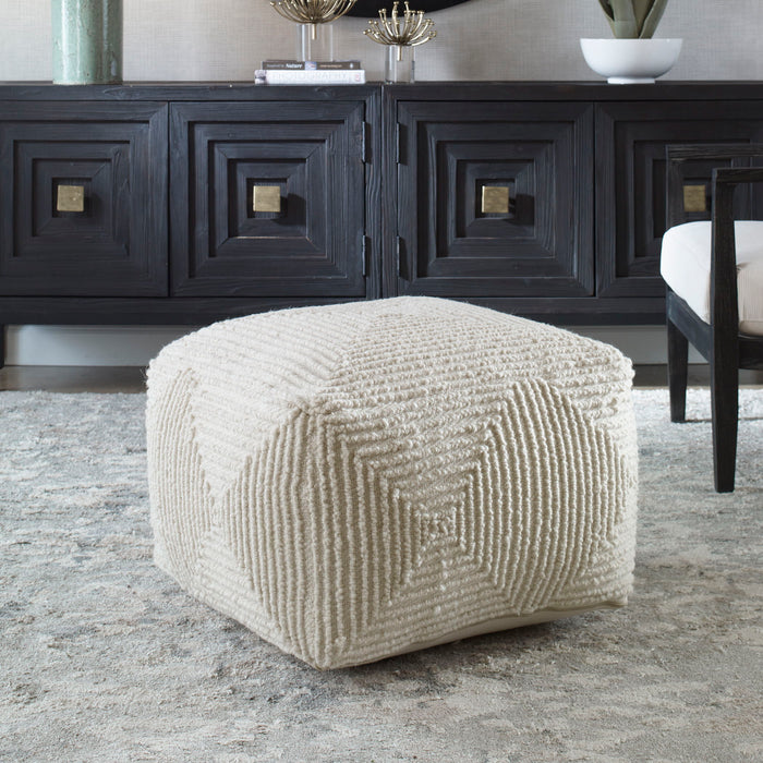 Sovanna - Geometric Pouf - Beige