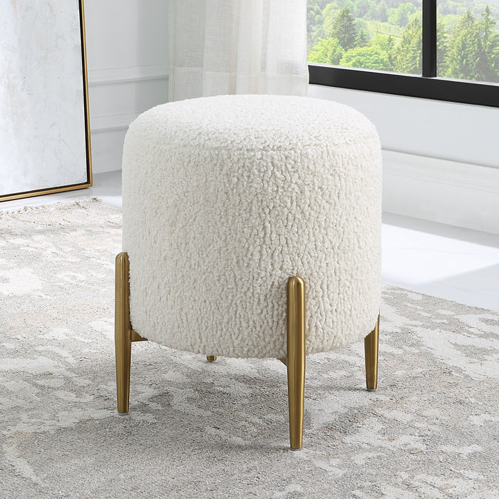 Arles - Shearling Brass Ottoman - Beige