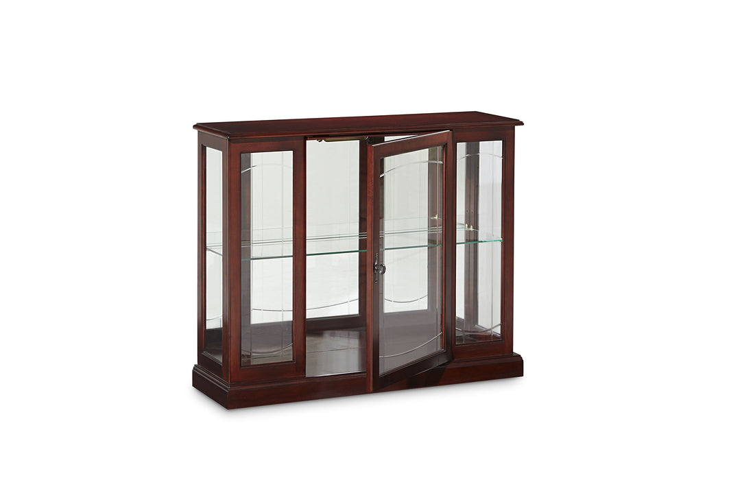 PFC Curios - Lighted 1 Shelf Console Display Cabinet - Cherry Brown