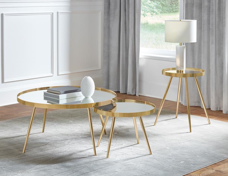 Kaelyn - Round Mirror Top End Table