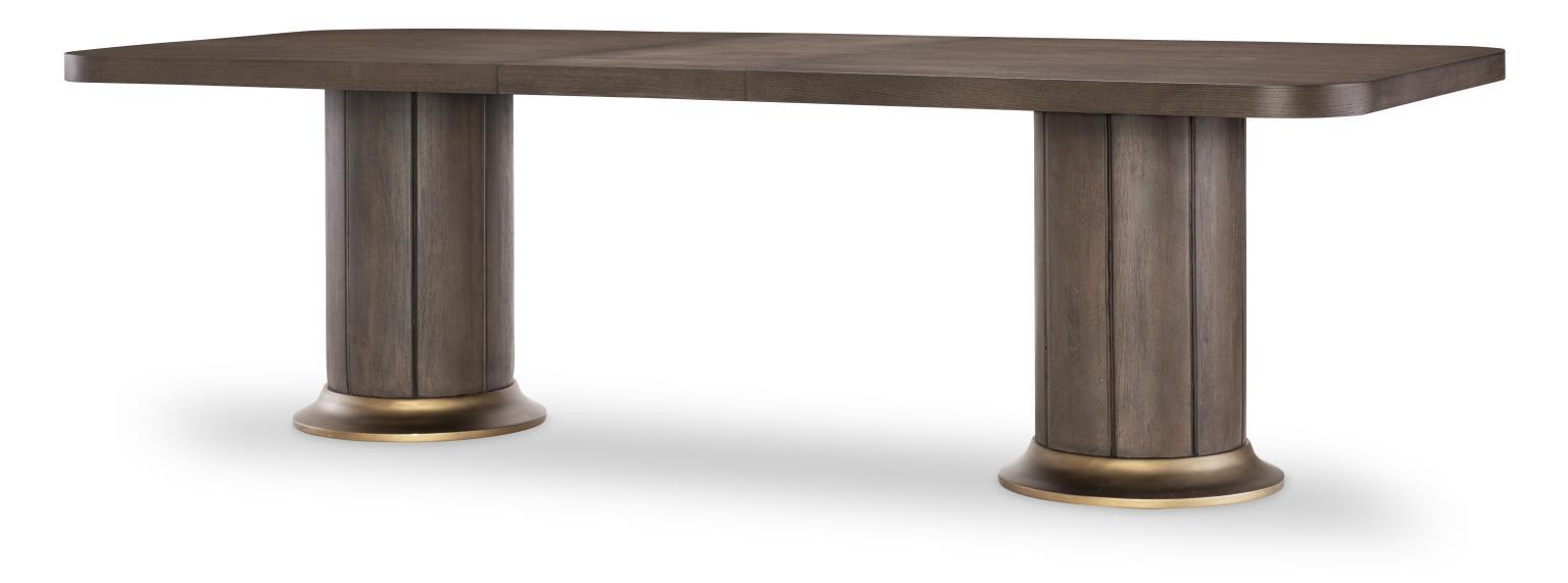 Lancia - Complete Double Pedestal Dining Table - Charred Oak