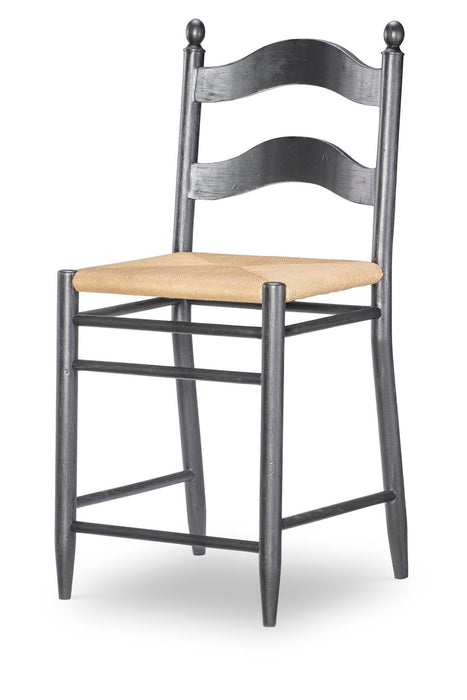 Vintage Market - Rush Seat Ladder Back Counter Height Chair (Set of 2) - Kettle Black