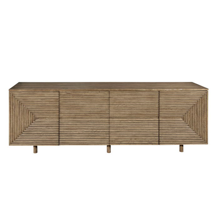 Pulaski Accents - Four Door Geometric Design Console - Brown