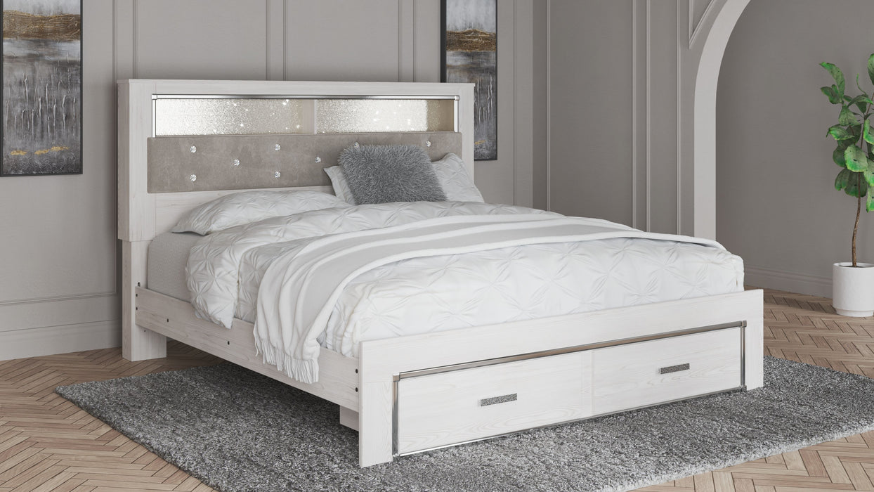 Altyra - White - King Upholstered Bookcase Bed With Storage