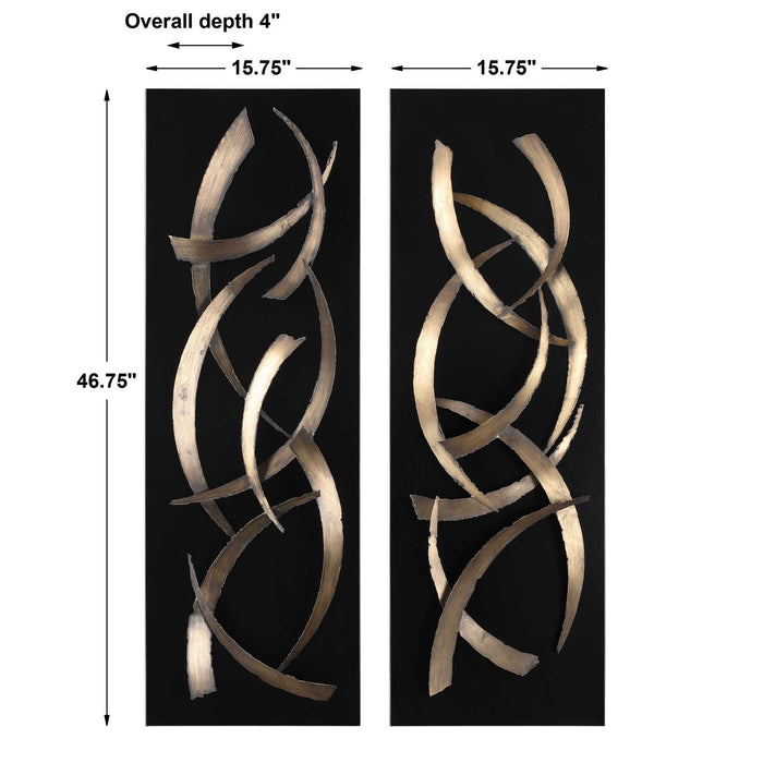 Brushstrokes - Metal Wall Art (Set of 2) - Black