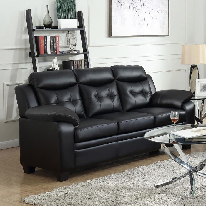 Finley - Upholstered Padded Arm Tufted Sofa - Black