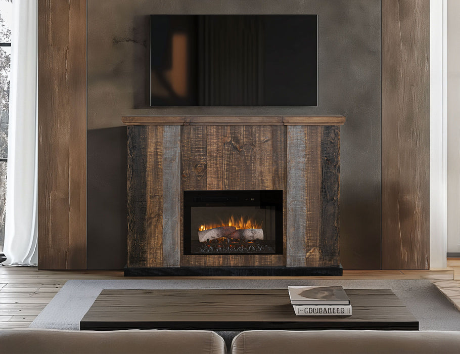 Loft Brown - Matel Fireplace - Dark Gray