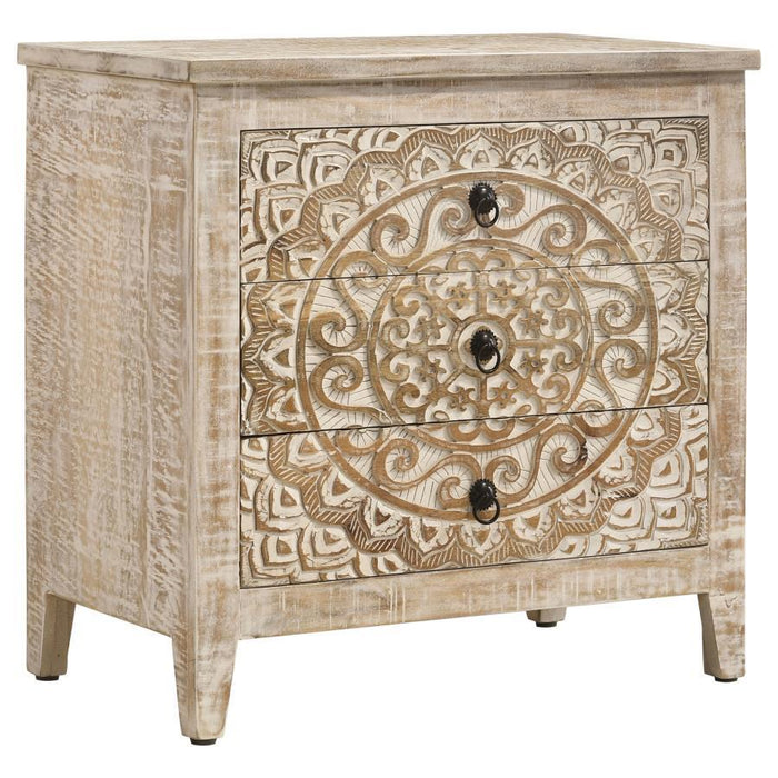 Mariska - 3-Drawer Wooden Accent Cabinet - White Distressed