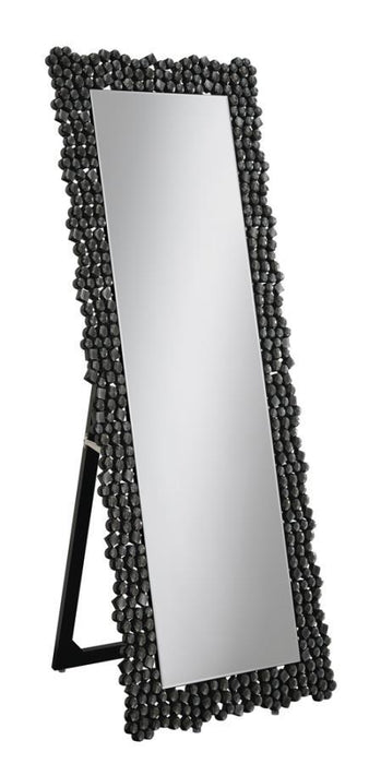 Mckay - Textural Frame Cheval Floor Mirror - Silver And Smoky Gray