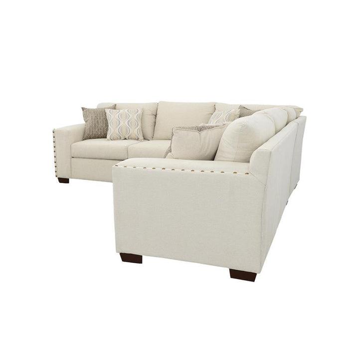 Aria - L-Shaped Sectional With Nailhead - Oatmeal