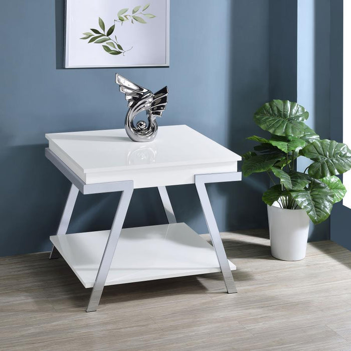 Marcia - Rectangular Side End Table - White High Gloss