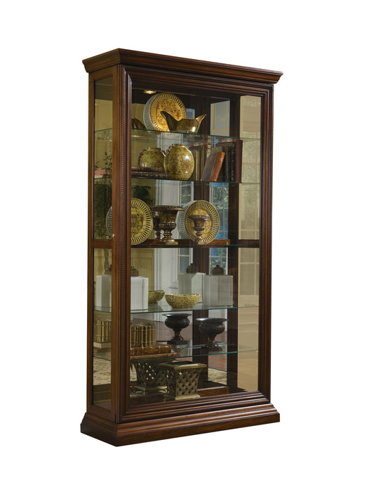 PFC Curios - Edwardian 5 Shelf Sliding Door Curio Cabinet - Oak Brown